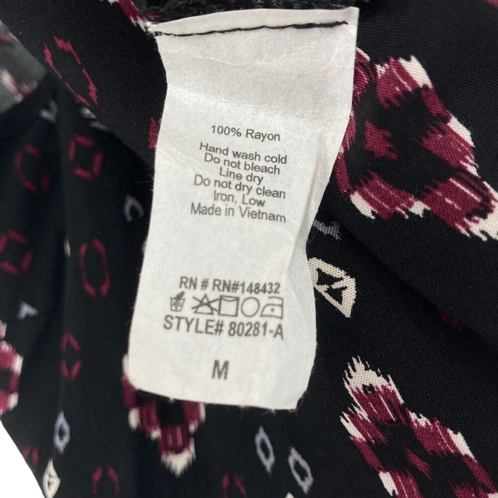 Bajee Collection By Becool Jumpsuit Womens Medium Black Geo Print Button Front - Picture 9 of 16